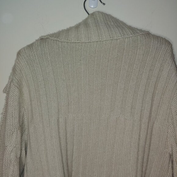 Cashmere Farms Cashmere Silk Blend Chunky Cable Knit Cardigan Sz M Cream - Picture 6 of 7